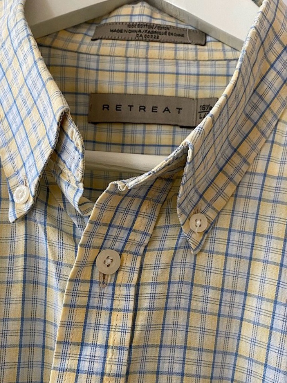 Retreat Brand Men's Yellow & Blue Plaid Button-Down Shirt Like New 🩵